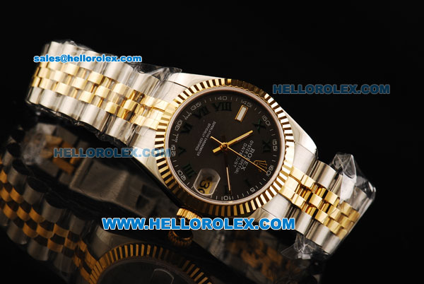 Rolex Datejust Automatic Movement Steel Case with Chocolate Dial and Two Tone Strap-Lady Model - Click Image to Close